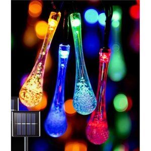 40 LED Teardrops, Outdoor / Indoor Solar String Lights 24ft, Multicolor